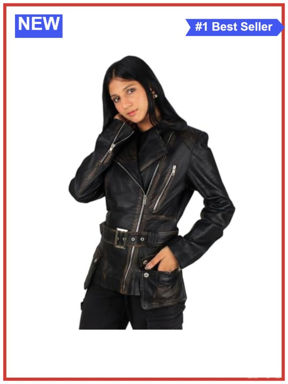 Genuine Cow Ruboff Leather Jacket Double Rider Biker Moto